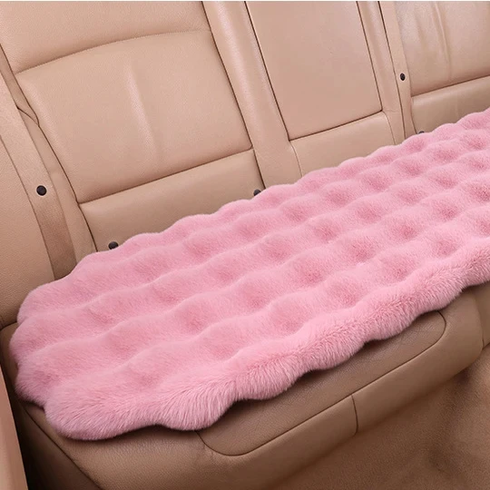 Universal Winter Car Seat Cushion Headrest Lumbar Support Imitated Rabbit Fur Car Seat Cover Thickened Plush Auto Cape Keep Warm