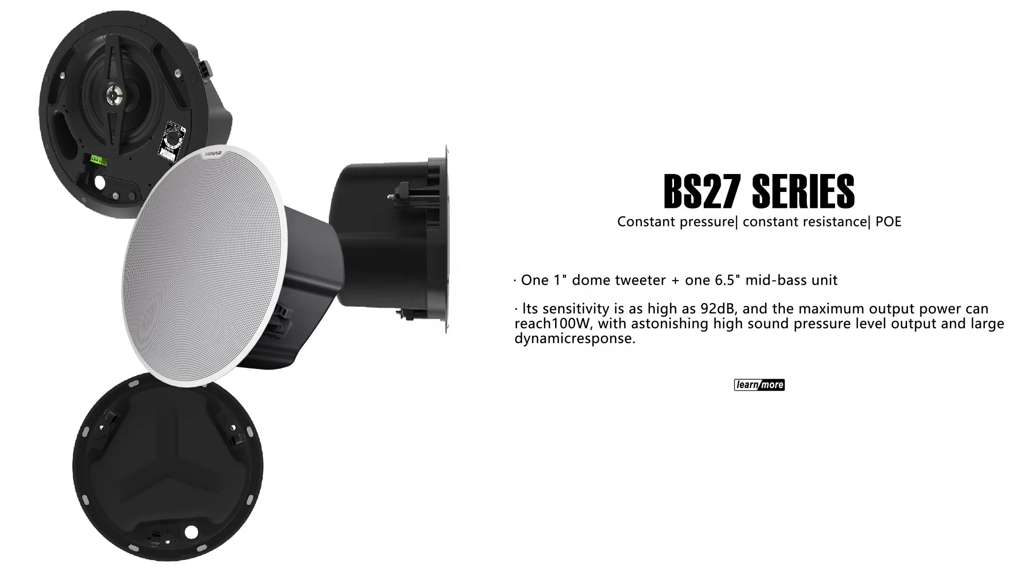 new product 1x6.5inches+1x1 inches Ceiling speaker 100V/70V/8OHMS  conference room church mosque audio speaker cafe