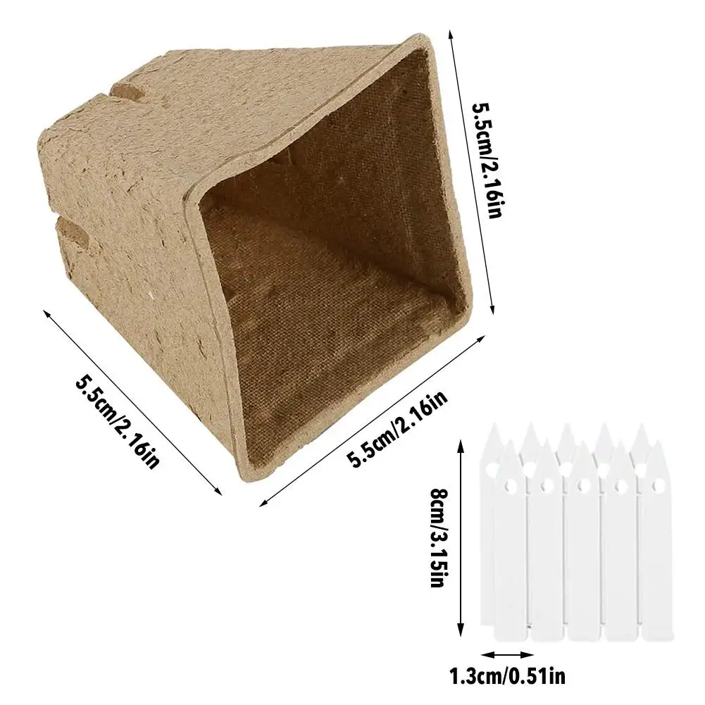 
Seed Starter Tray With 50PCS Seed Seedling Pots 30PCS Labels Biodegradable For Vegetable Seed Sowing Sprouter 