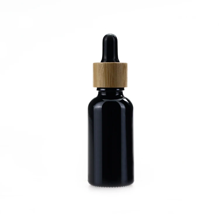 
30ml black glass dropper bottle essential oil european dropper glass bottles empty personal care packing plastic aluminum cap 