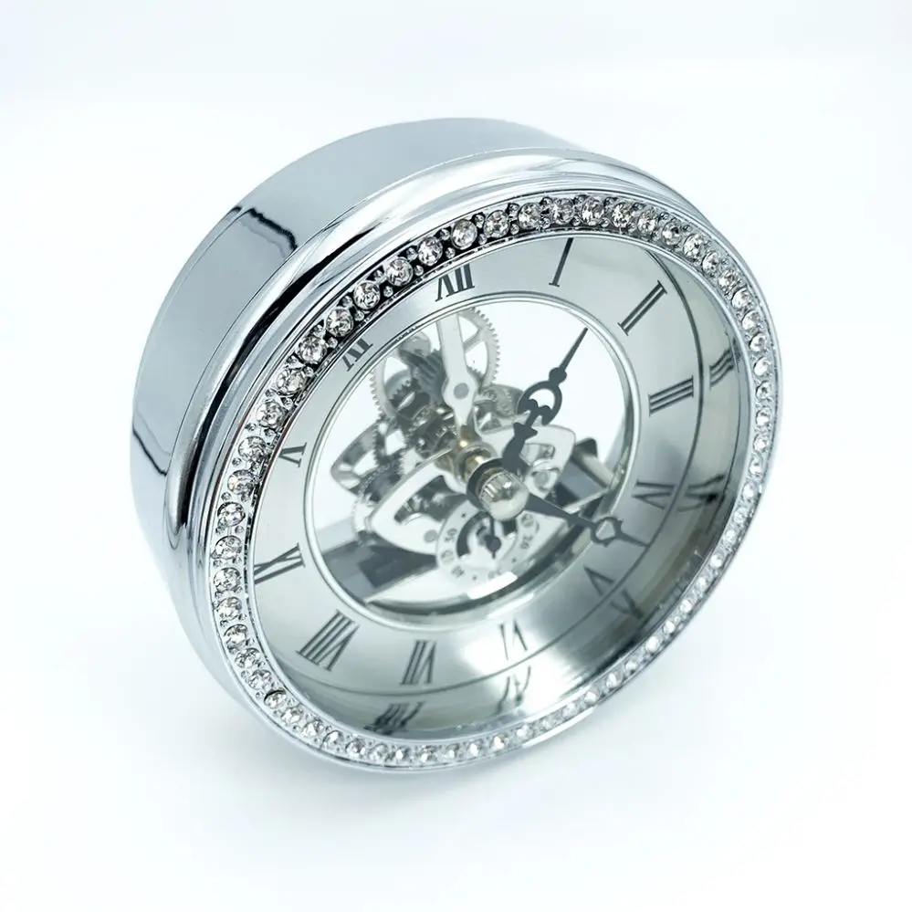 95mm Mechanical Clocks Metal Roman Numerals vintage Antique silver gold skeleton clock insert