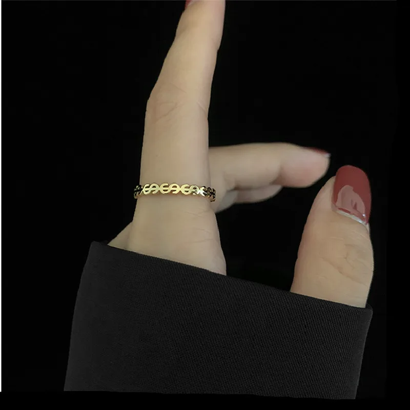 Fashion Dollar Sign Stainless Steel Ring Women Fashion 18k Gold Plated Ring