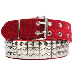 Factory Customized PU synthetic Leather VELVET fabric rivet WOMEN fashion belts