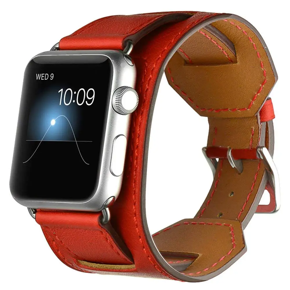 
Ремешок из натуральной кожи для Apple Watch шириной 38 мм 42 мм 40 мм 44 м, черный/красный/коричневый 
