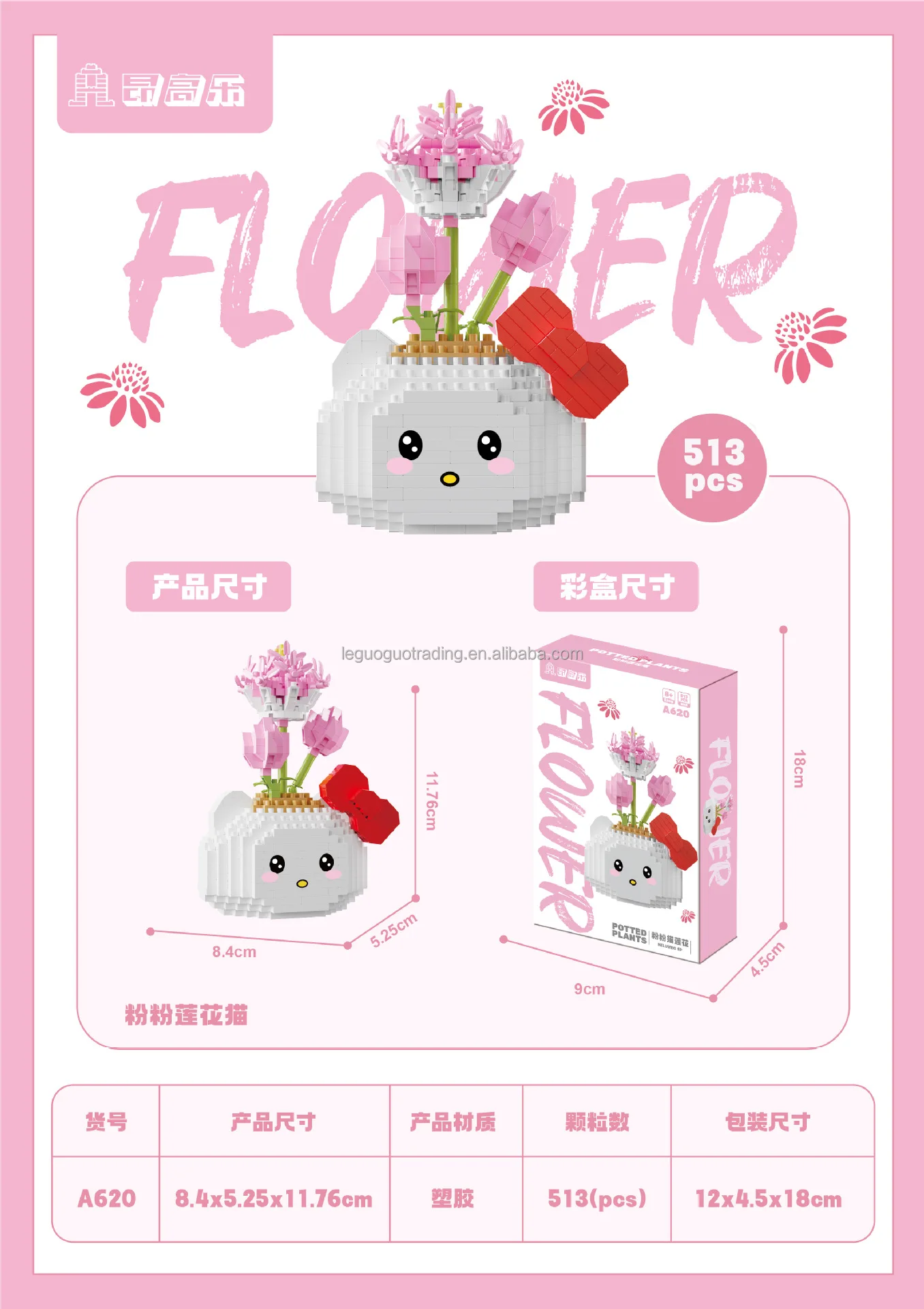 Новый Nano Блок sanrioes kuromi kitty кирпичи с растением цветочный горшок мультяшный Набор строительных блоков игрушки детские LNOA618-623