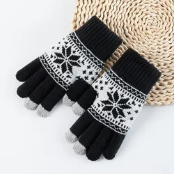 Thickened Korean Version Cold Proof Touch Screen Unisex Warm Acrylic Knitting Winter Gloves