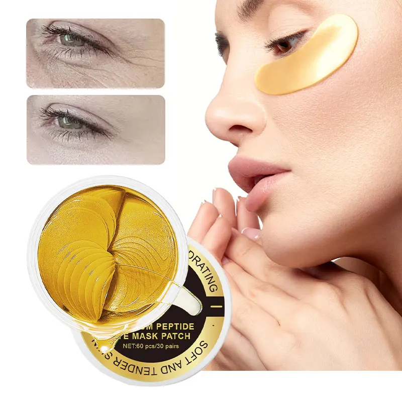 Private Label Dark Circle Collagen Moisturizing Eye Mask 24K Peptide Golden Seaweed Whitening Eye Patches