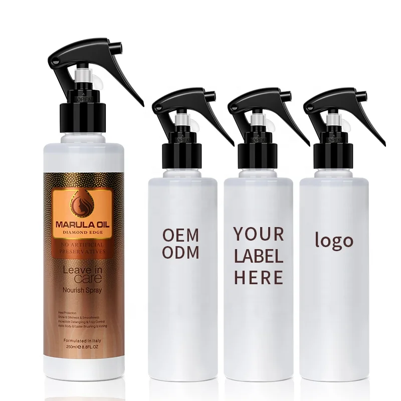 Free Samples Private Label Shine Silky Hair Care Nourishing Marula Oil Leave-in Spray for Dry Frizzy Hair