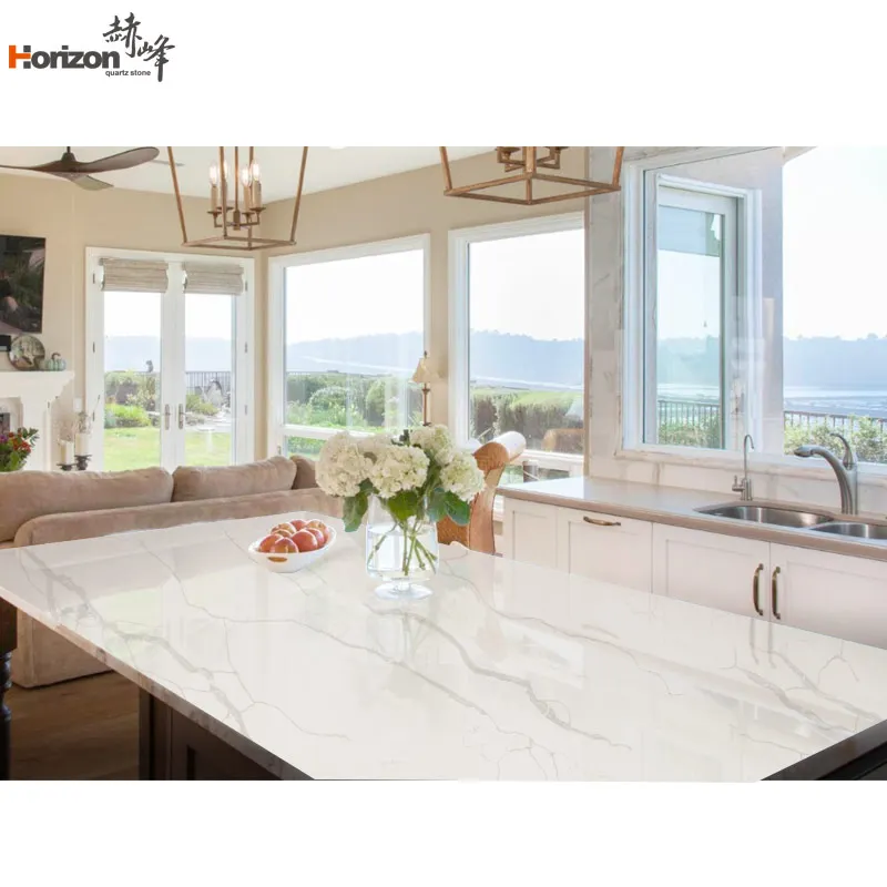 Horizon искусственный мрамор для кухонной столешницы кварцевый камень Calacatta белый сделано в