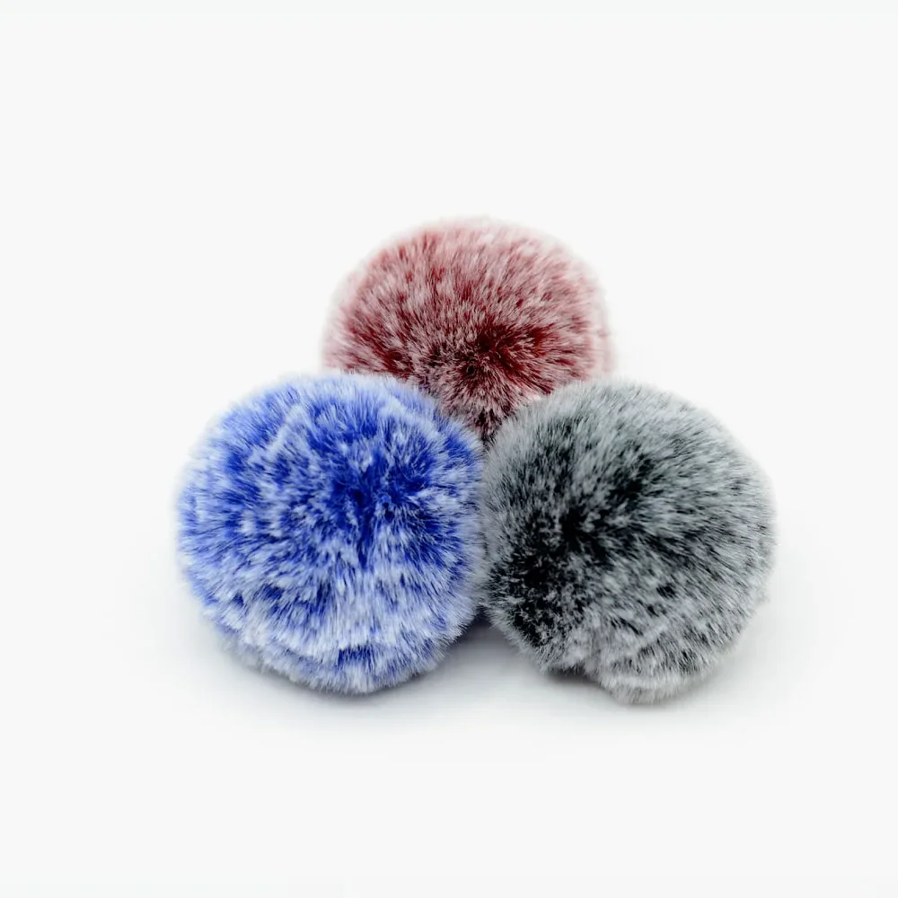 Faux fake handmade  fur pom poms pompom ball with elastic loop for clip knitting beanie