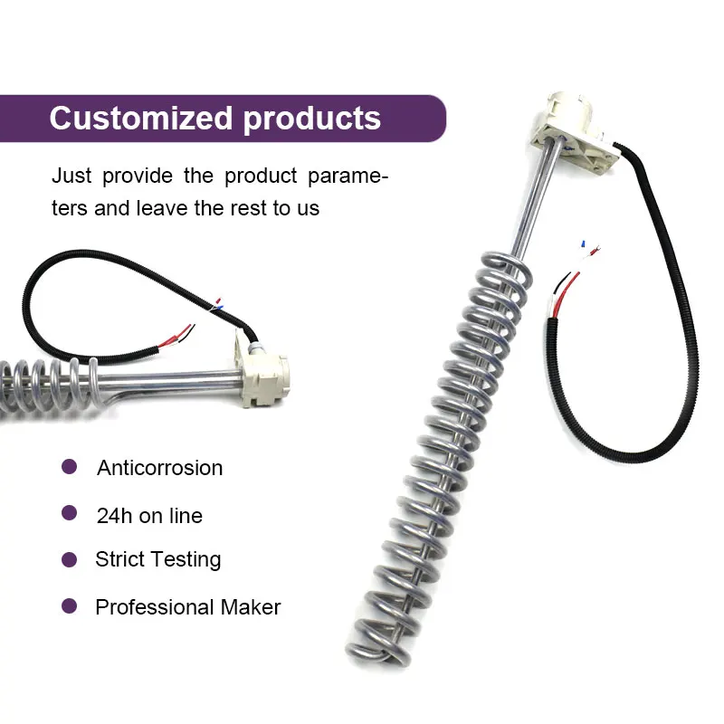 BRIGHT Chemical Resistant Ptfe Acid Resistance Immersion Heater Element for Corrosive Fluid