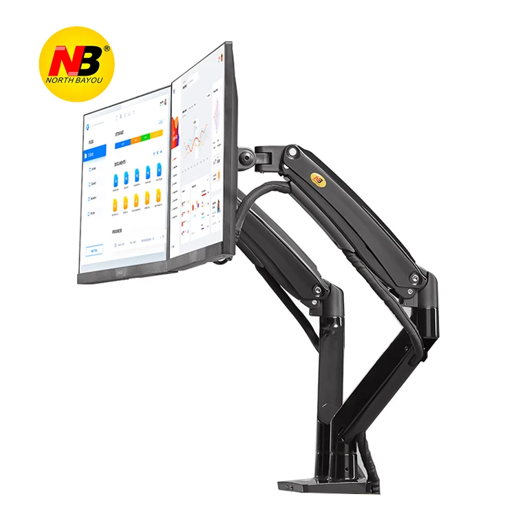 NB F195A полный движение алюминиевый сплав газовый кронштейн для ПК ТВ держатель для рабочего стола двойной монитор крепление