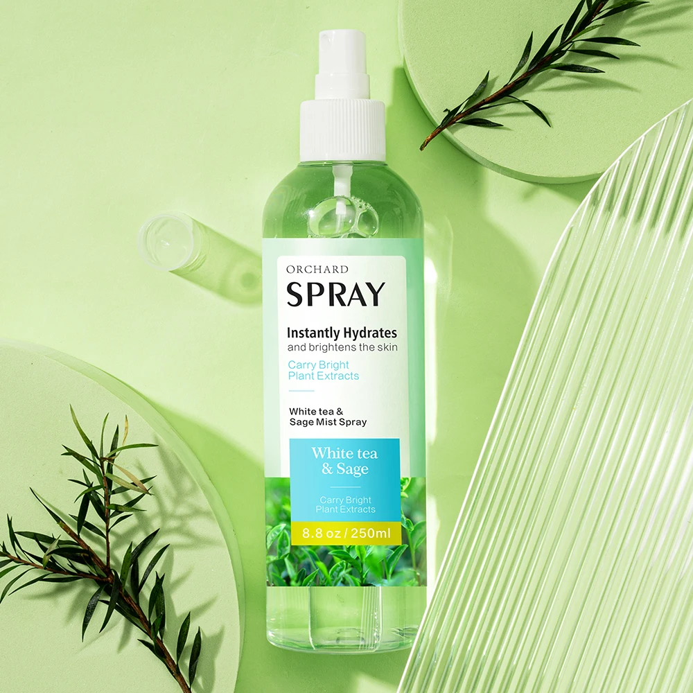 Private Label Oem Custom Moisturizing And Bright White Tea Sage Face Skin Mist Spray Toner