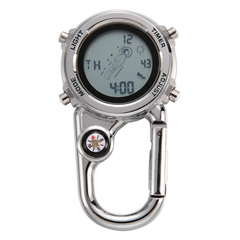 Горячая Распродажа, открытый мини круглый циферблат, арабские часы, цифровой зажим, карабин, карманные часы
