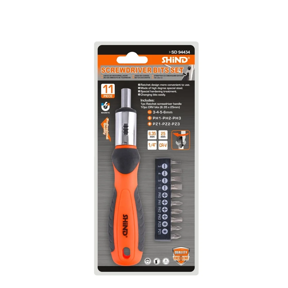 SHIND 94434 11Pcs Multi-Function Repair Tool Precision Ratchet Screwdriver Tool Set Bits For Smartphone