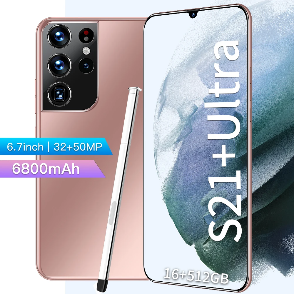 Оригинальный смартфон S21 Ultra, 16 ГБ + 512 ГБ, Android, со стилусом, сеть 4G, 5G, глобальная версия, мобильный телефон повышенной производительности