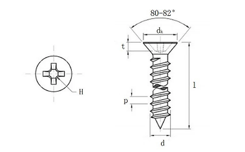 
Stainless steel screw fastener cross flat head self tapping screws 