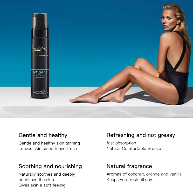 OEM/ODM Deep Dark Vegan Tanning Mousse Sun Tanning Foam Self Tanner