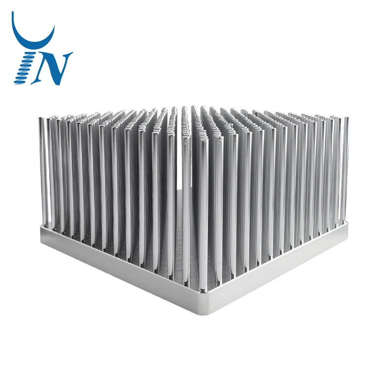 Custom Square CNC Cold Forged Heat Sink Aluminum Radiator Silver Anodizing Pin Fin Heat Sink for Industrial Radiator