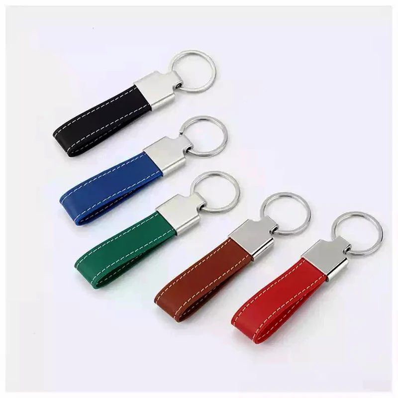 Laser Cut Engravable Blank Engraving Laser Sublimation Luxury Leather Name Key Chain High End Custom Leather And Metal Keychain