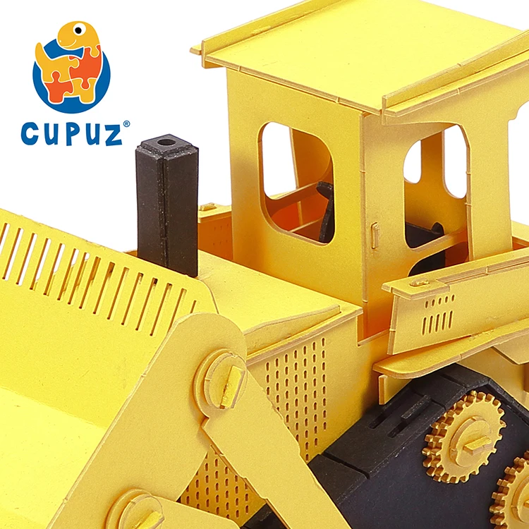 
Laser cut Bulldozer toy 3d paper model diy paper bus toy 
