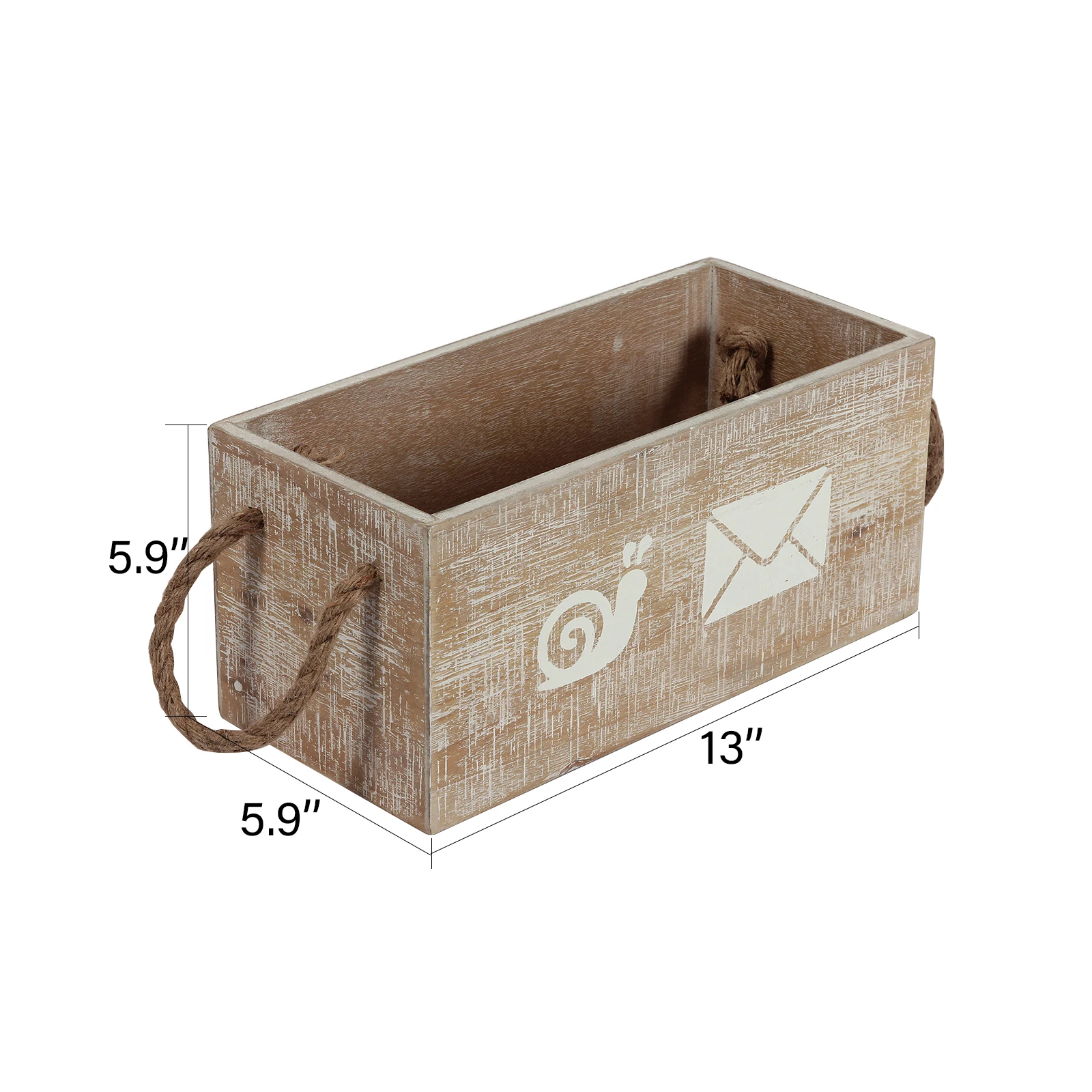 Wood Mail Organizer Box Countertop Mail Holder Box With Rope Handle Desk Mail Sorter For Office Home Wooden Desktop Organizer