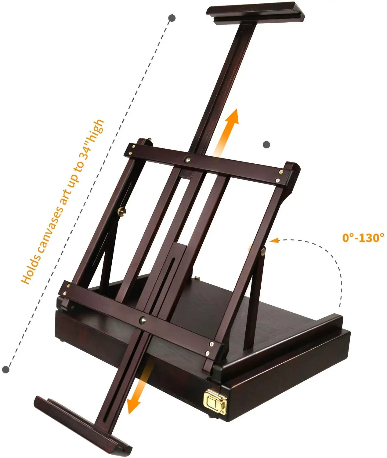 MEEDEN Premium Beechwood Adjustable Sketchbox Easel Portable Wooden Artist Desktop Drawer Case Organizer for Wood Table Storage