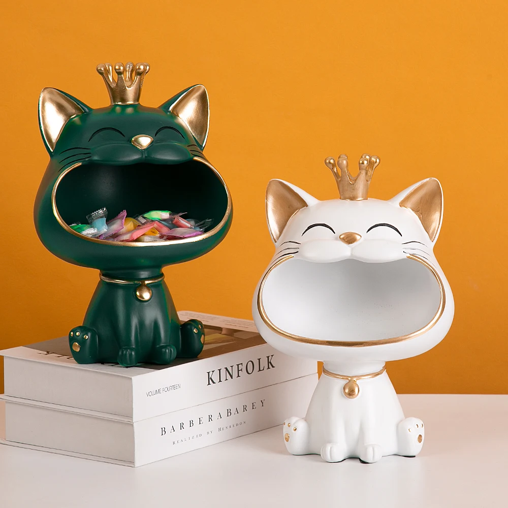 luxury home decor cat doorway key placement natural resin made fortune Lucky cat ornament Decoration Creative