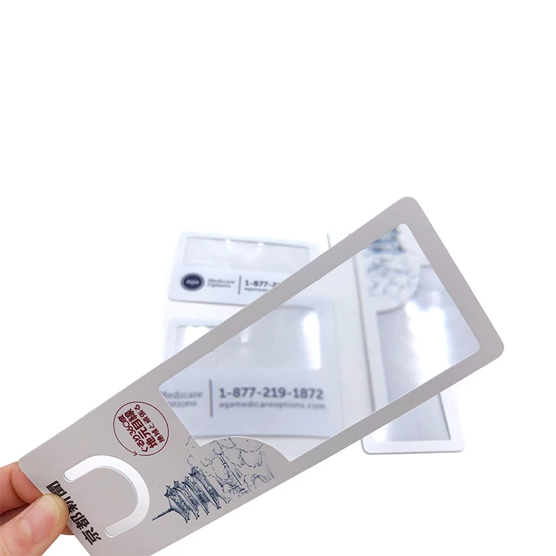 Custom logo full color 190*65mm three times pvc magnifying glass