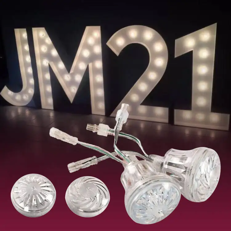 Popular 360 degree 60mm 18Leds cabochon pixel light IP68 outdoor 24V Rgb Amusement Park Light For Funfair Decorative