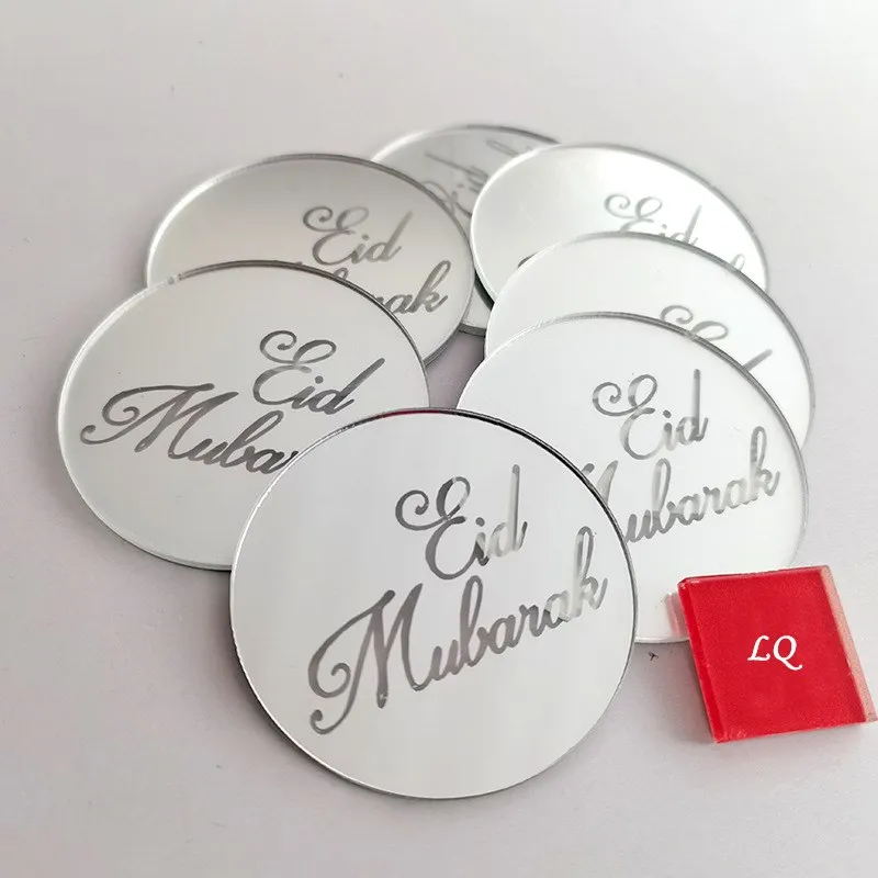 
Laser Acrylic Disc Eid Mubarak Cupcake toppers For Cake Decor Tag 