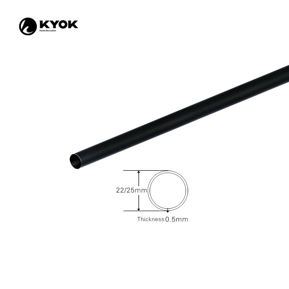 European and American Style Metal Curtain Rod and Accessories Column Shape Curtain Finials  Black Surface Treatment Curtain Pipe