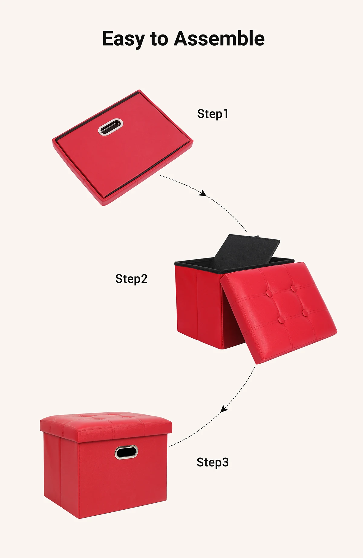 portable leather cube ottoman with metal handles bedroom small folding storage stool foot stool