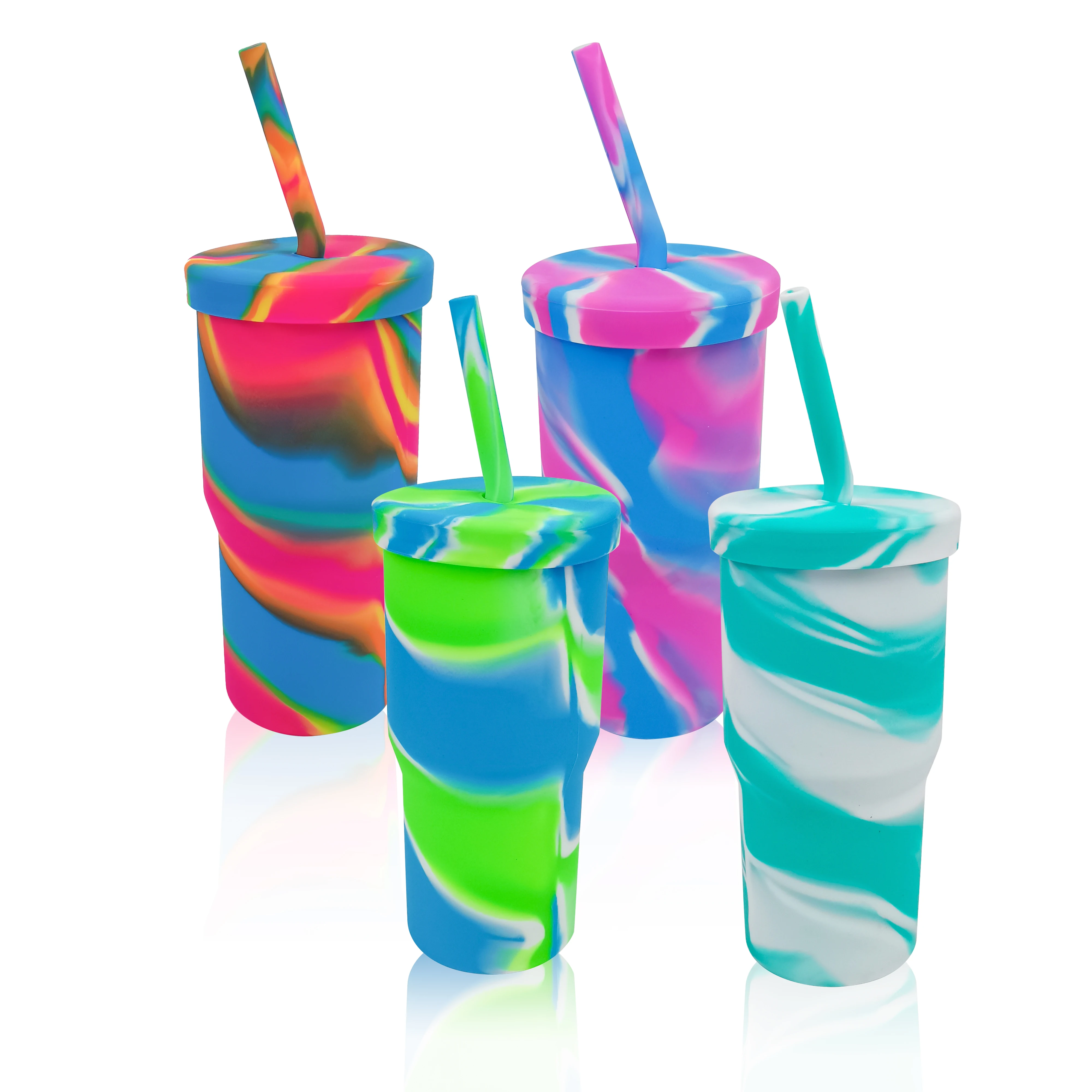 Large capacity Water  Cups Leakproof Valve Reusable BPA Free Silicone Travel Water Cup for Gym Camping Travel Sports  Durable