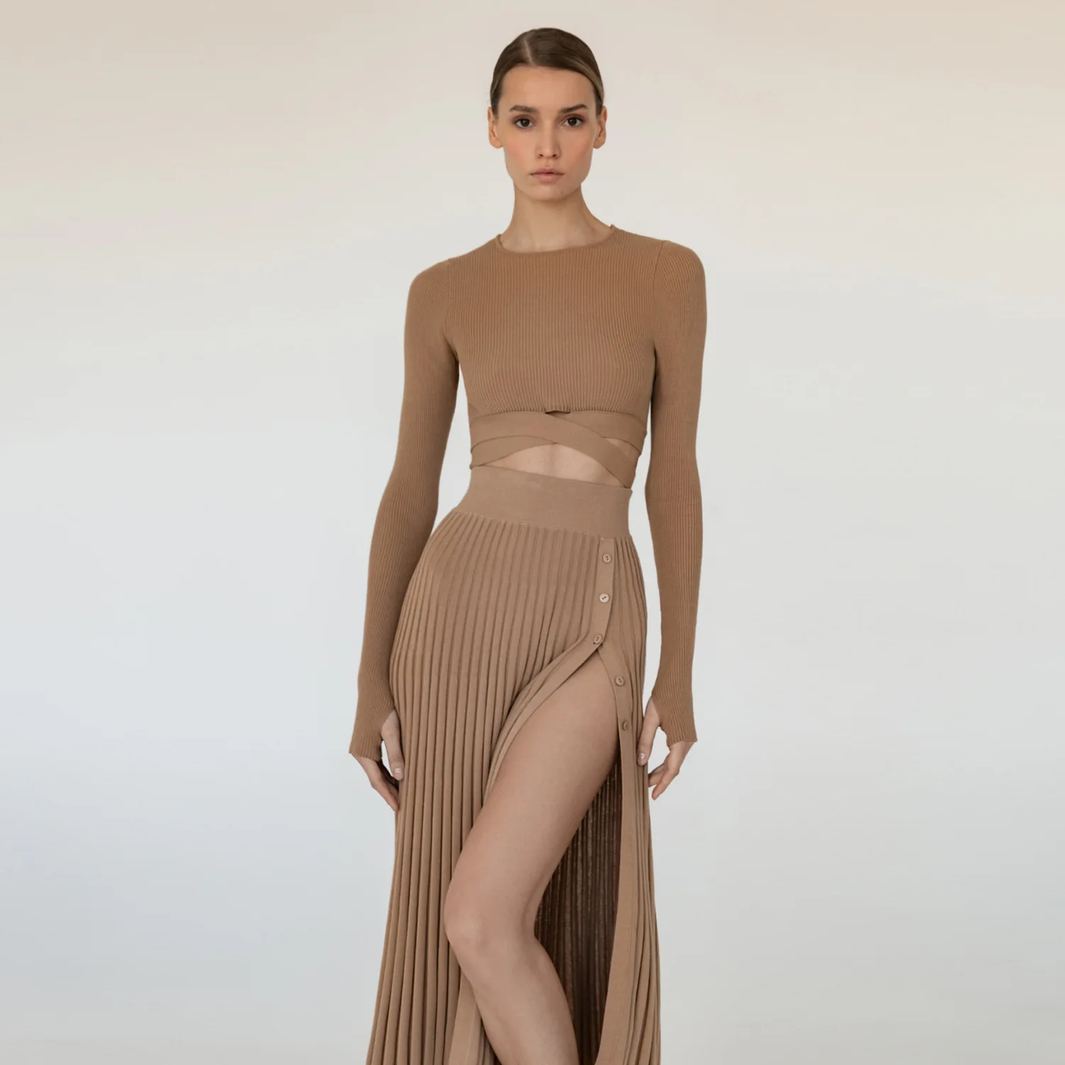 100% Cotton Casual Women T-shirt Dress Elegant O Neck Long Sleeve  Crop Top Skirt Cotton Summer Midi Dress Vestido 1934