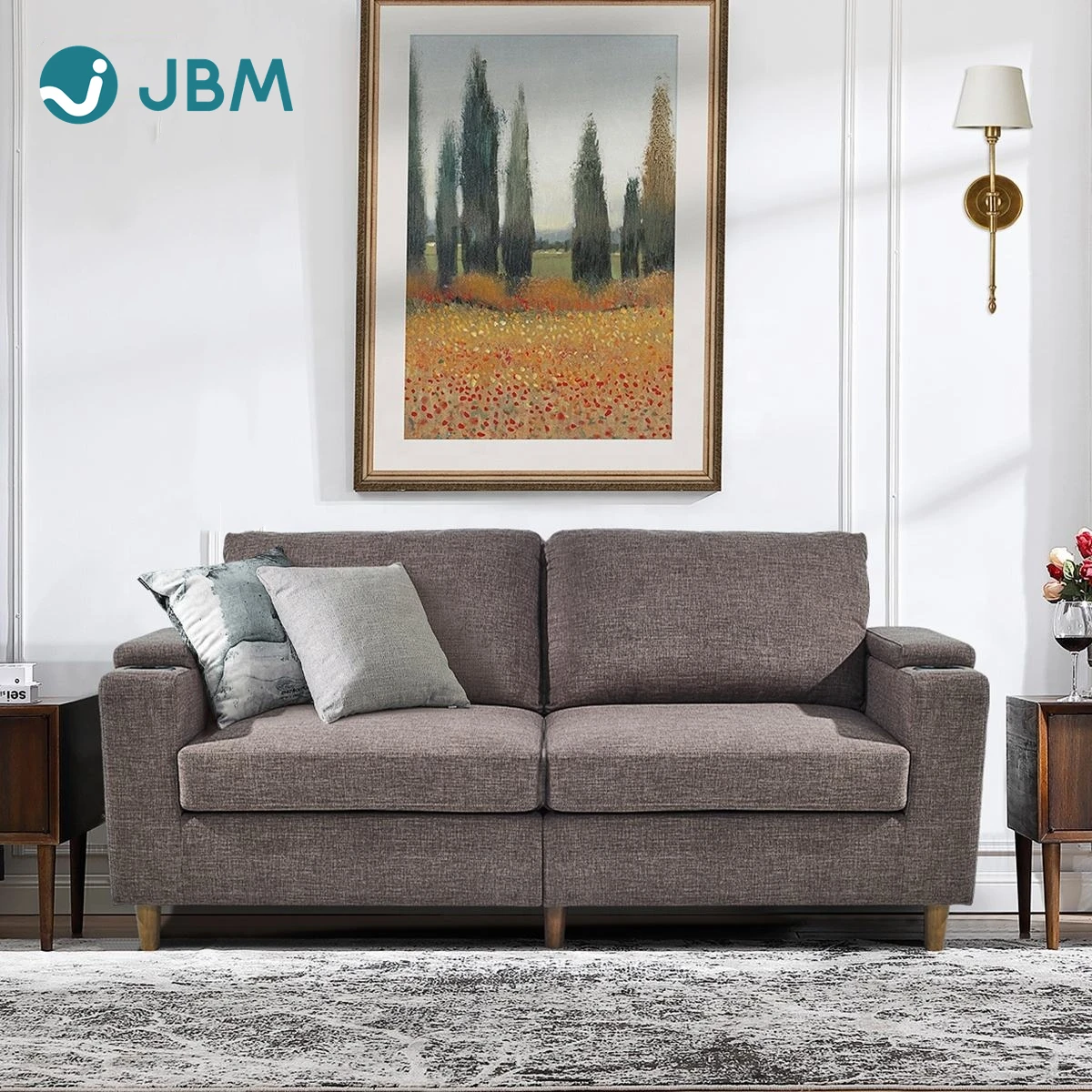 Wholesale Grey Couch Fabric Loveseat Sofa Chair Living room furniture durable two seat Sofa