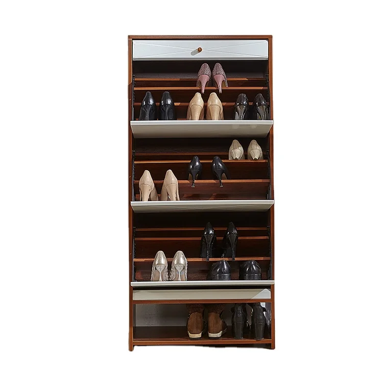 Traditional large capacity wooden color matching shoe cabinet (1600053968653)