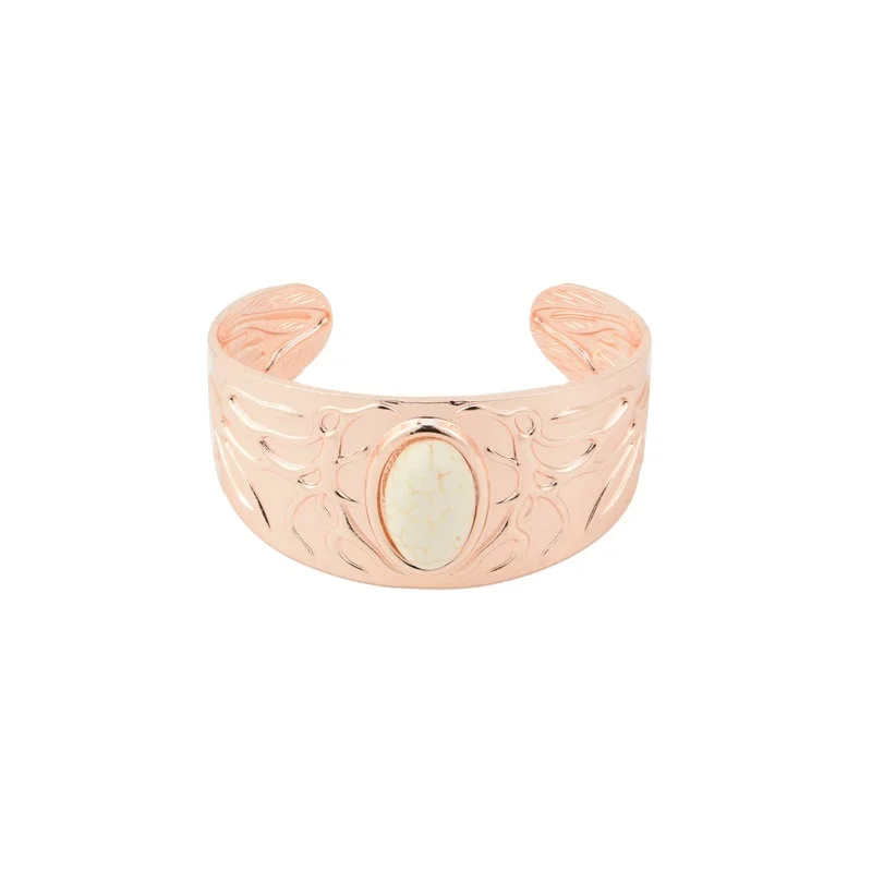 fashion jewelry stainless steel cuff bracelets inlaid turquoise bracelet rose gold plated big bangle