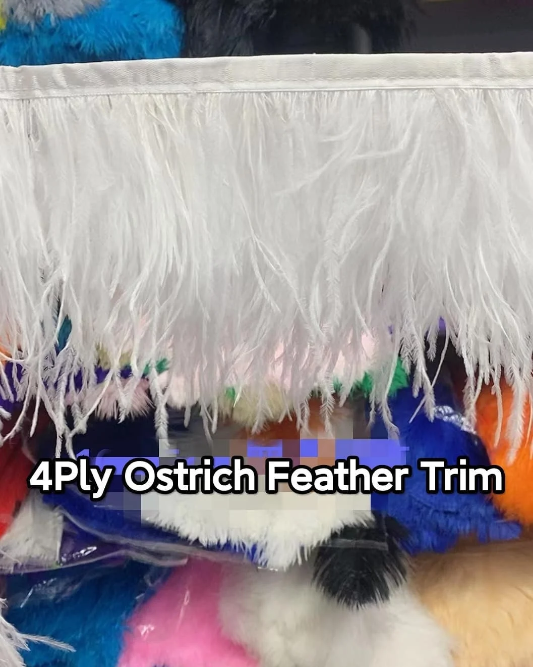 Factory Supply Customized Color Full Size 1-4ply Ostrich Feather Fringes Trimming With Satin Ribbon For Cheap Sale