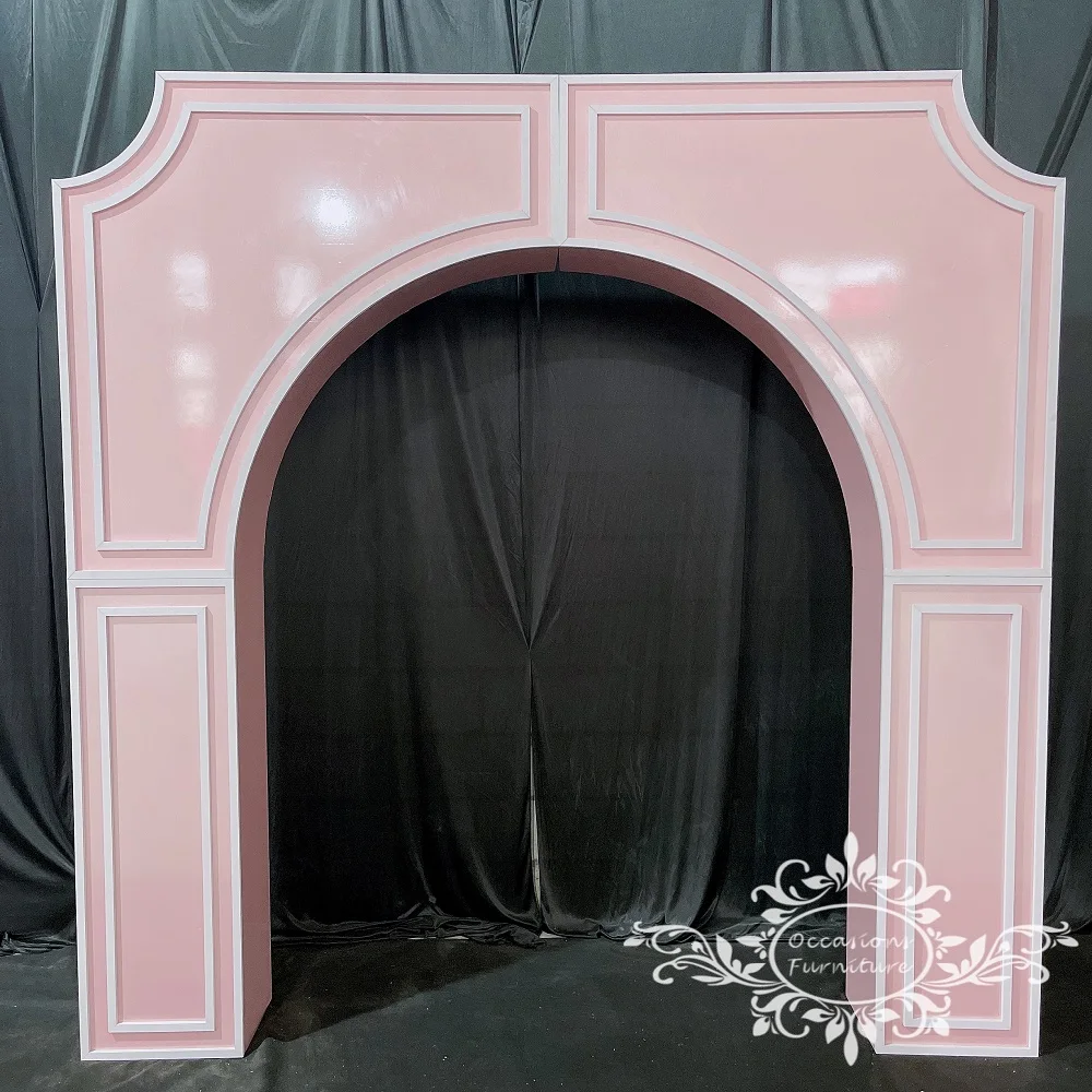 3D cutting event decor Acrylic Arches pink wedding arch