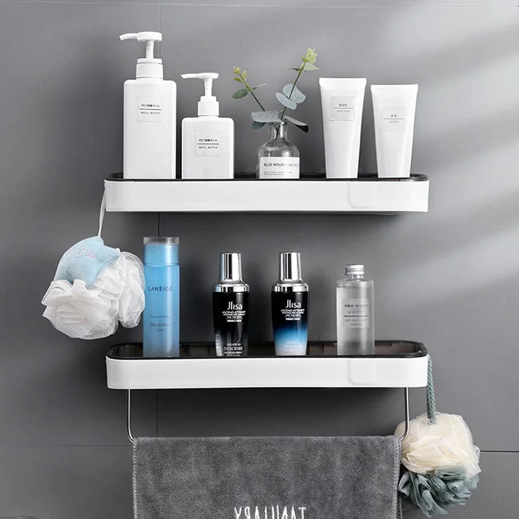 Sesame New Design Plastic Toilet Wall Mounted Bathroom Corner Rack Multi Functional Storage Shelf Rack