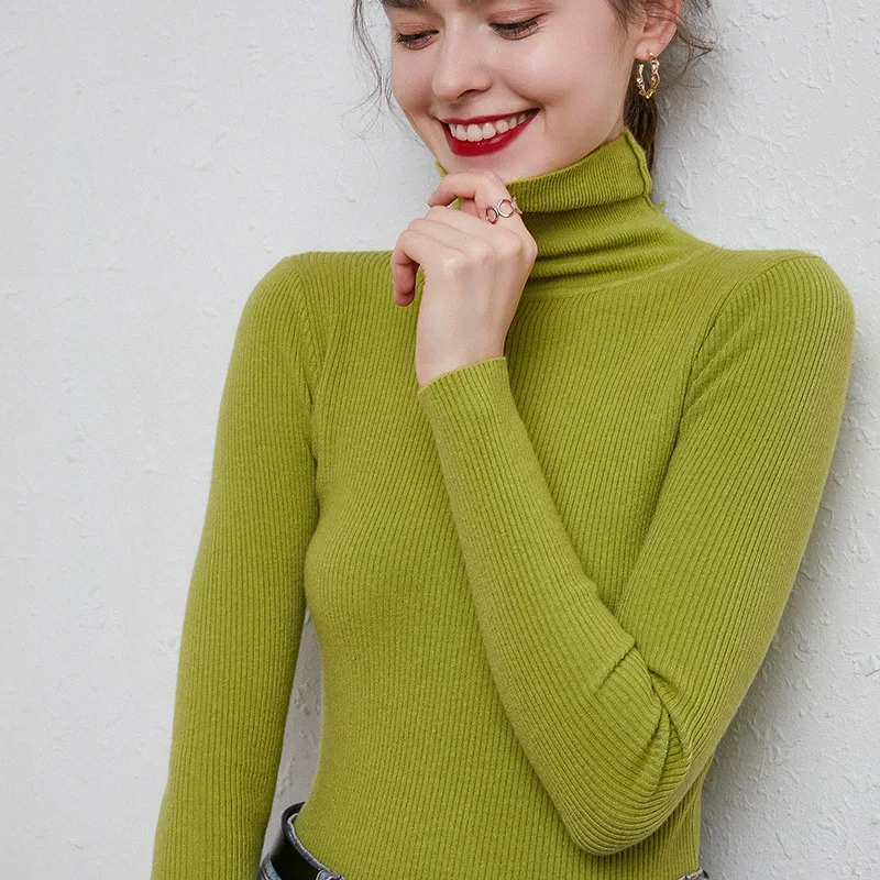 Топ Мода Custom женское платье с длинным рукавом с высоким, плотно облегающим шею воротником для женщин с высоким воротом, женские, для девочек, вязаный пуловер, свитер