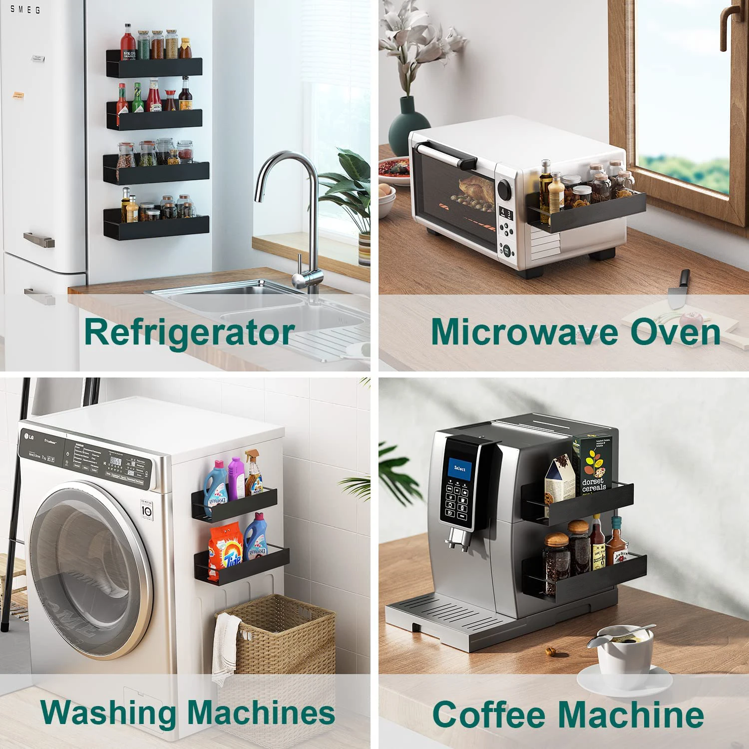 Hot Sale Magnetic Spice Rack Organizer for Refrigerator Spice Storage Shelf Microwave Oven Countertop Shelf Kitchen Organization