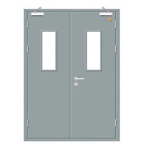 CE/CCC  Listed Emergency Exit Fireproof Metal Door Fire Rated Steel Door with Window Vision