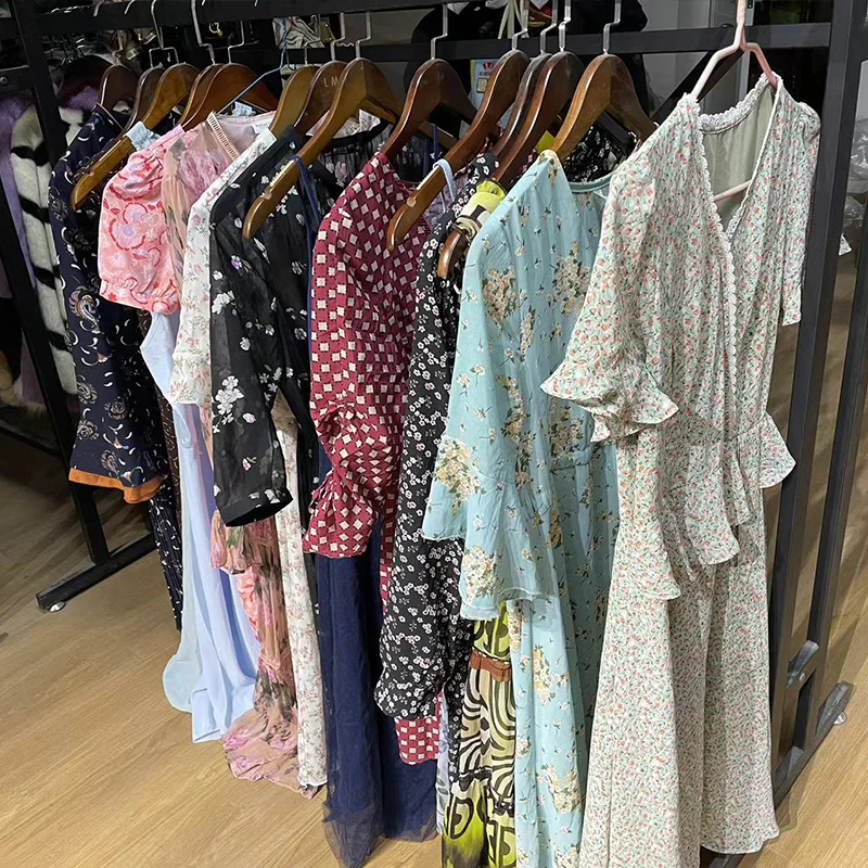 wholesale secondhand clothing women summer outgoing fashion cotton long dress used clothes mixed in bales for USA