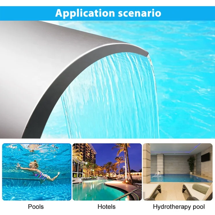 New Style Outdoor Stainless Steel Waterfalls Ornaments Swimming Pool Garden Fountain Waterfalls Spa Shower