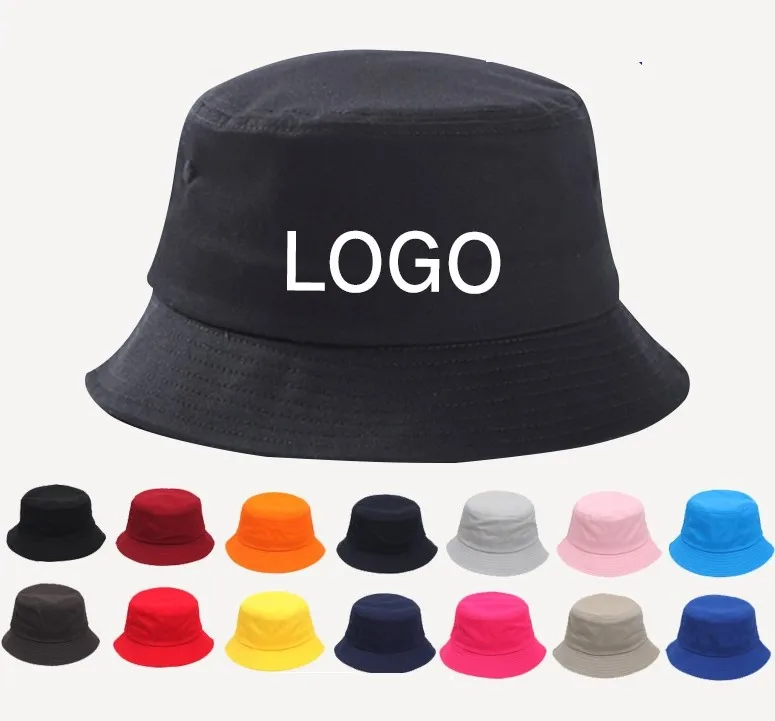 customized logo Hot sale bucket hat with logo embroidery  printing soft double-sided basin cap with  embroidery printing logo
