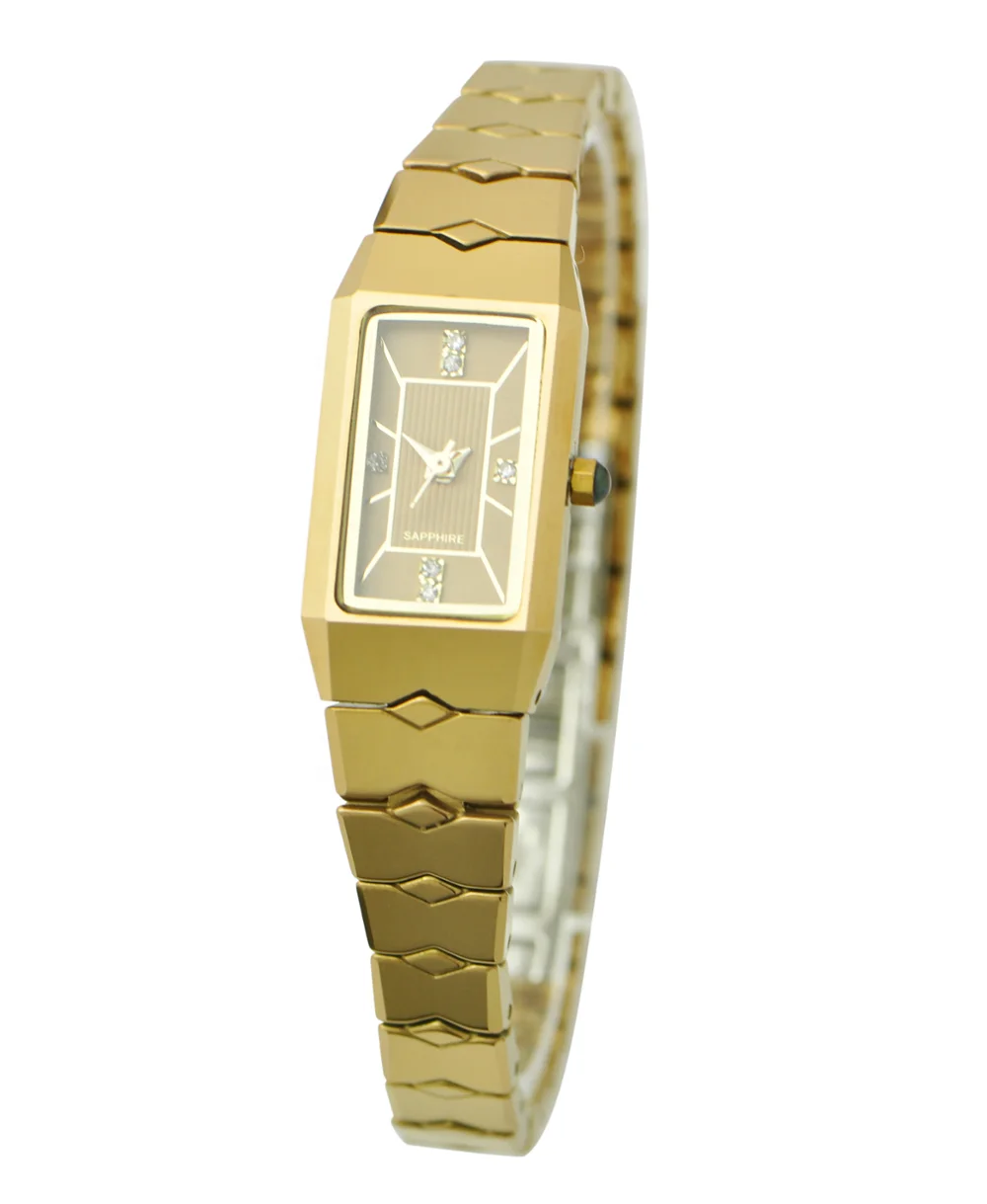 High quality 18k gold plated tungsten jewelry quartz wrist watches ladies