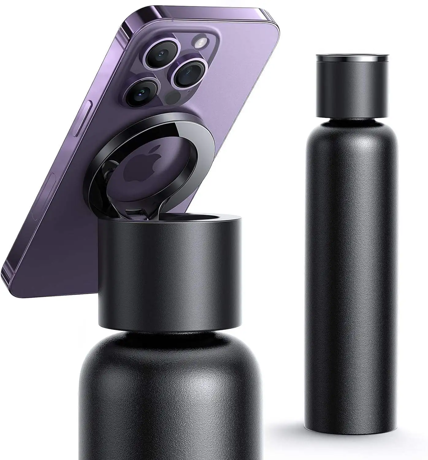 Hot Sell 24oz BPA FREE Double Walled Magnetic Magsafe Stainless Steel Gym Tripod Water Bottle With Magnetic Cell Phone Holder