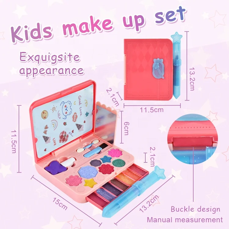 Akiaco Play Makeup for Little Girls with Ruby Bow Cosmetic Case Kids Makeup Kit for Girl